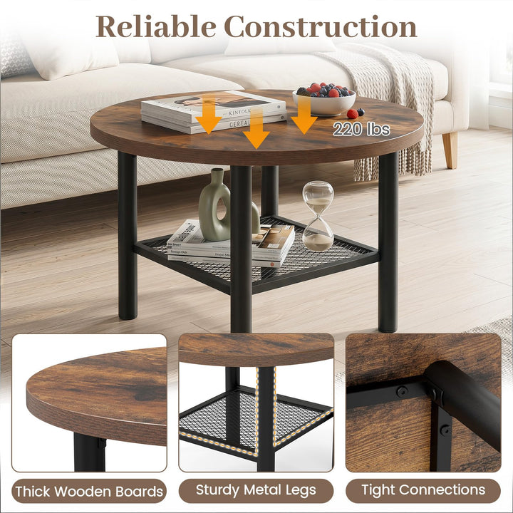 GIANTEX 24" Small Round Coffee Table with Storage