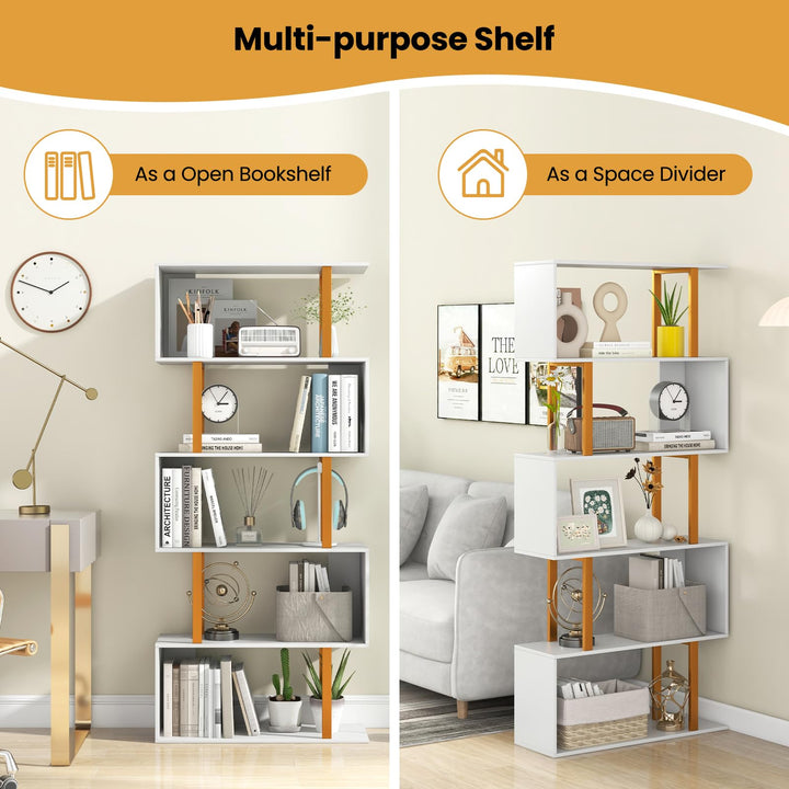 Giantex 5-Tier Geometric Bookcase Freestanding Display Shelf Rack