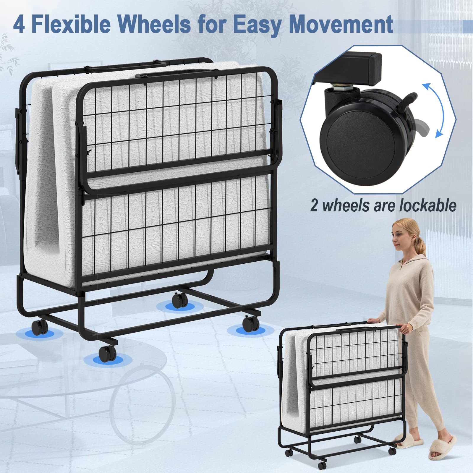 Sturdy and Durable Metal Folding Bed with Mattress