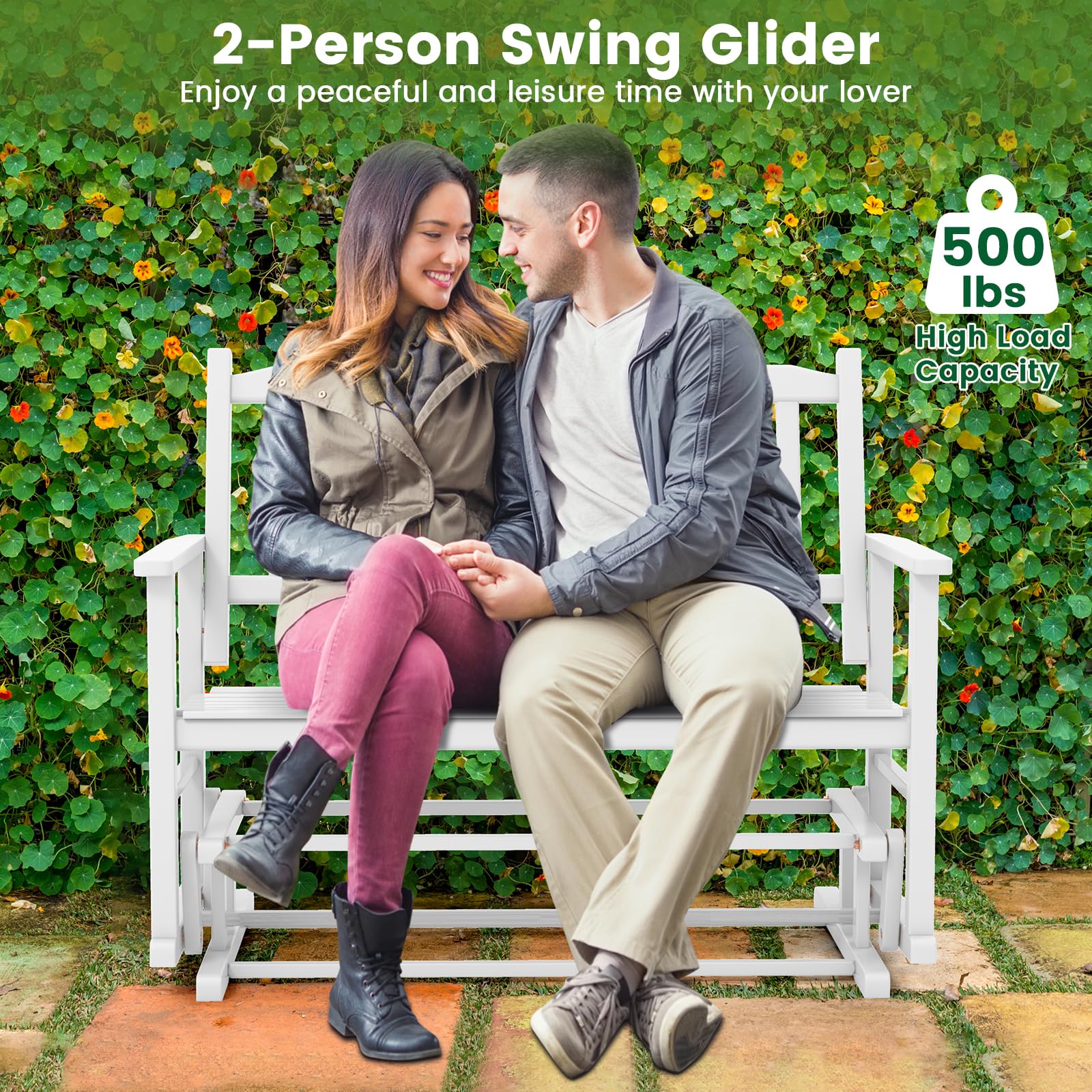 Giantex Outdoor Glider Bench Chair - 2 Person Loveseat