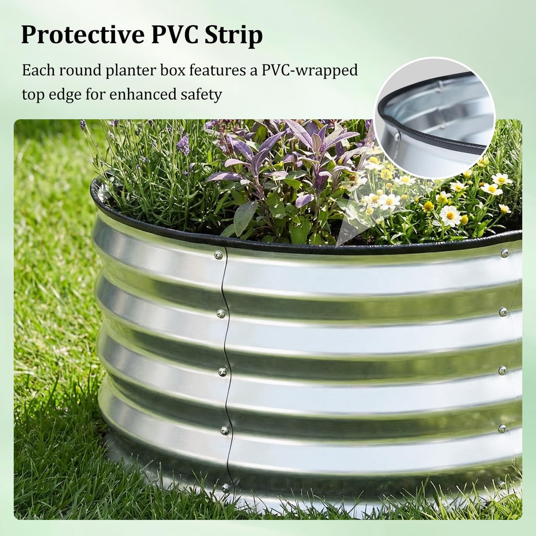 Giantex 2 Pack Round Galvanized Raised Garden Bed Kit (2x2x1 FT)