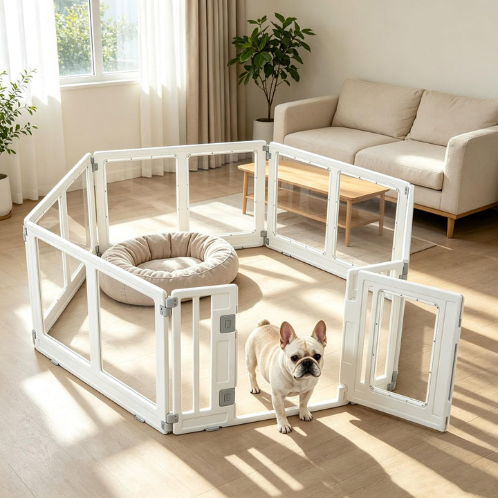 GIANTEX Clear Plastic Dog Playpen with Lockable Door