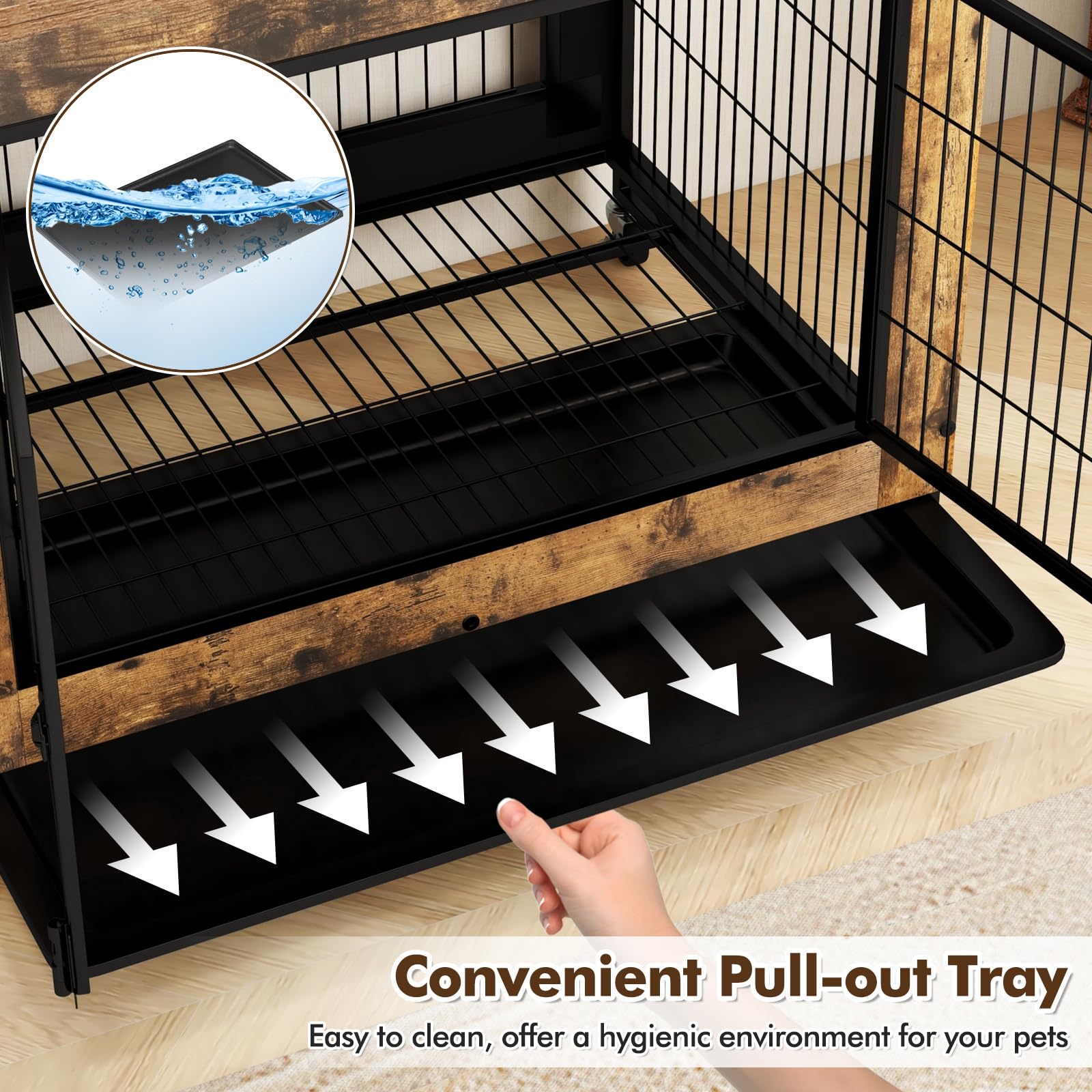 Giantex Dog Crate Furniture with Wheels