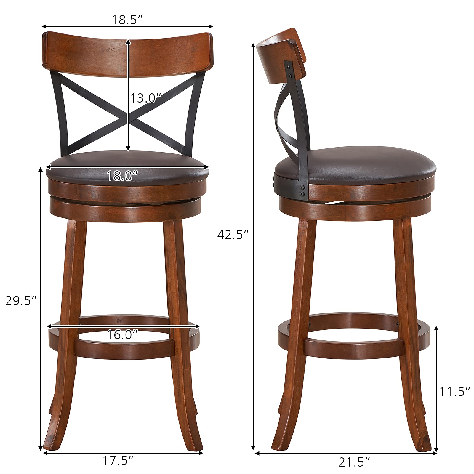 Giantex 25”Height Kitchen Counter Bar Stools for Kitchen Island, Pub, and Restaurant