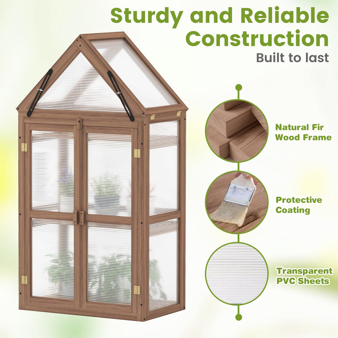 Giantex Garden Cold Frame Mini Greenhouse Storage Shelves