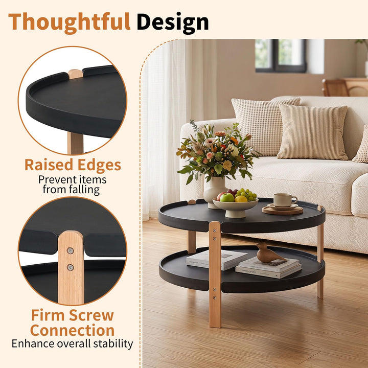 GIANTEX 2-Tier Small Coffee Table | 23.5" Center Table with Storage