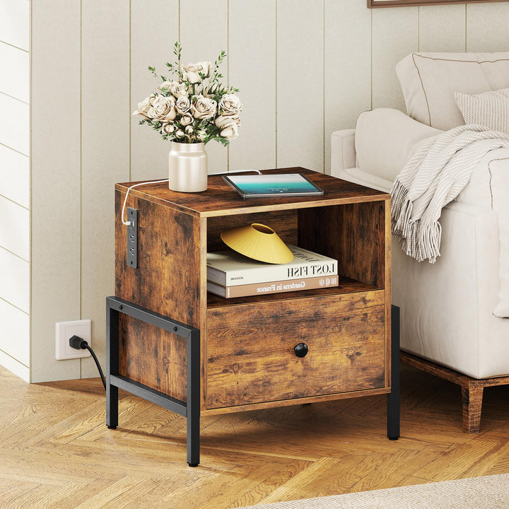 Giantex Nightstand with Charging Station