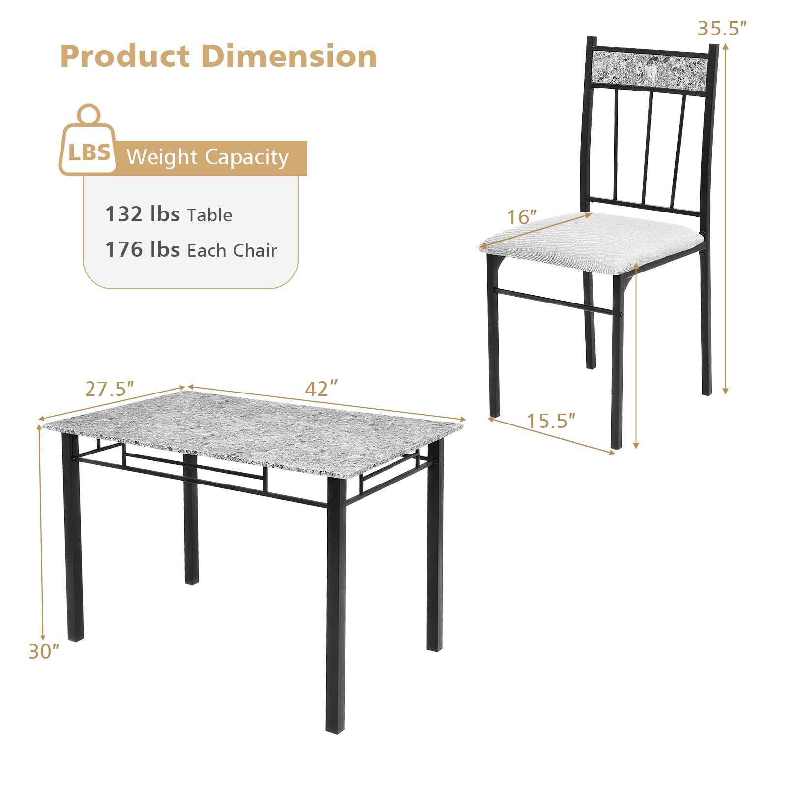 Giantex 5 Pieces Dining Table Set