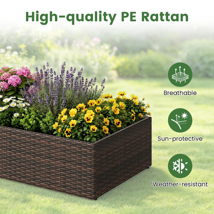 GIANTEX 44" Rattan Raised Garden Bed with Trellis (1/2)