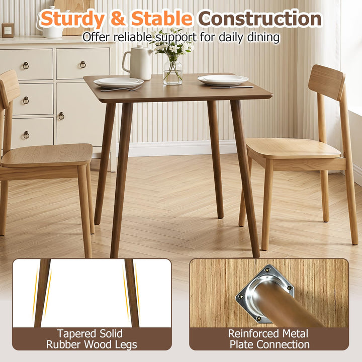 GIANTEX 27.6" Small Square Dining Table for 2-4 w/Solid Rubber Wood Legs
