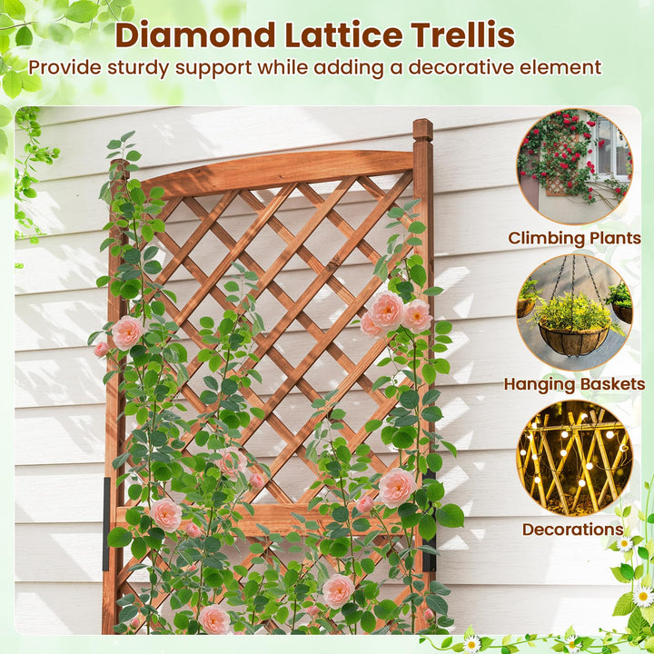 Giantex 60” Wooden Planter Container with Drainage Holes Trellis