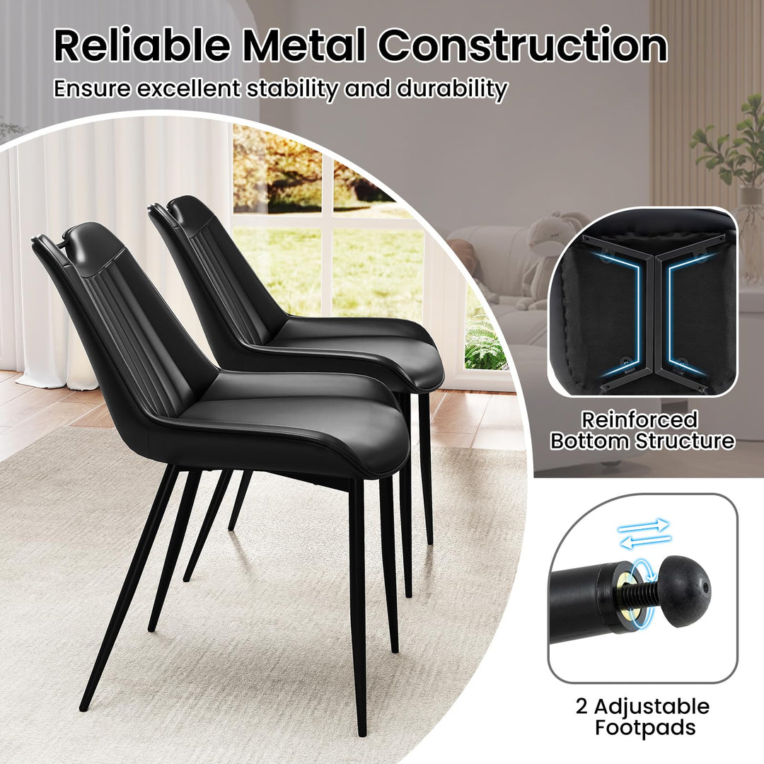 Giantex Dining Chairs Set of 4 PU Leather Upholstered Kitchen Dining Room Chairs