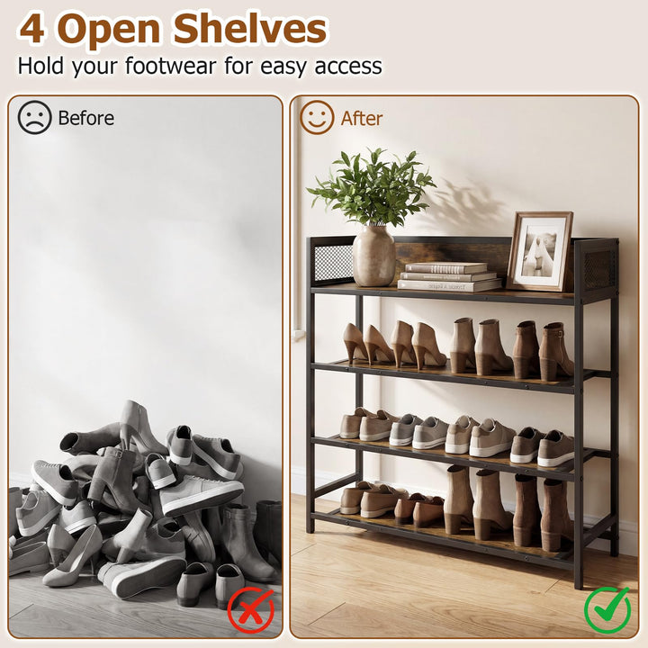 Giantex 4-Tier Industrial Shoe Storage Organizer with Heavy Duty Metal Frame
