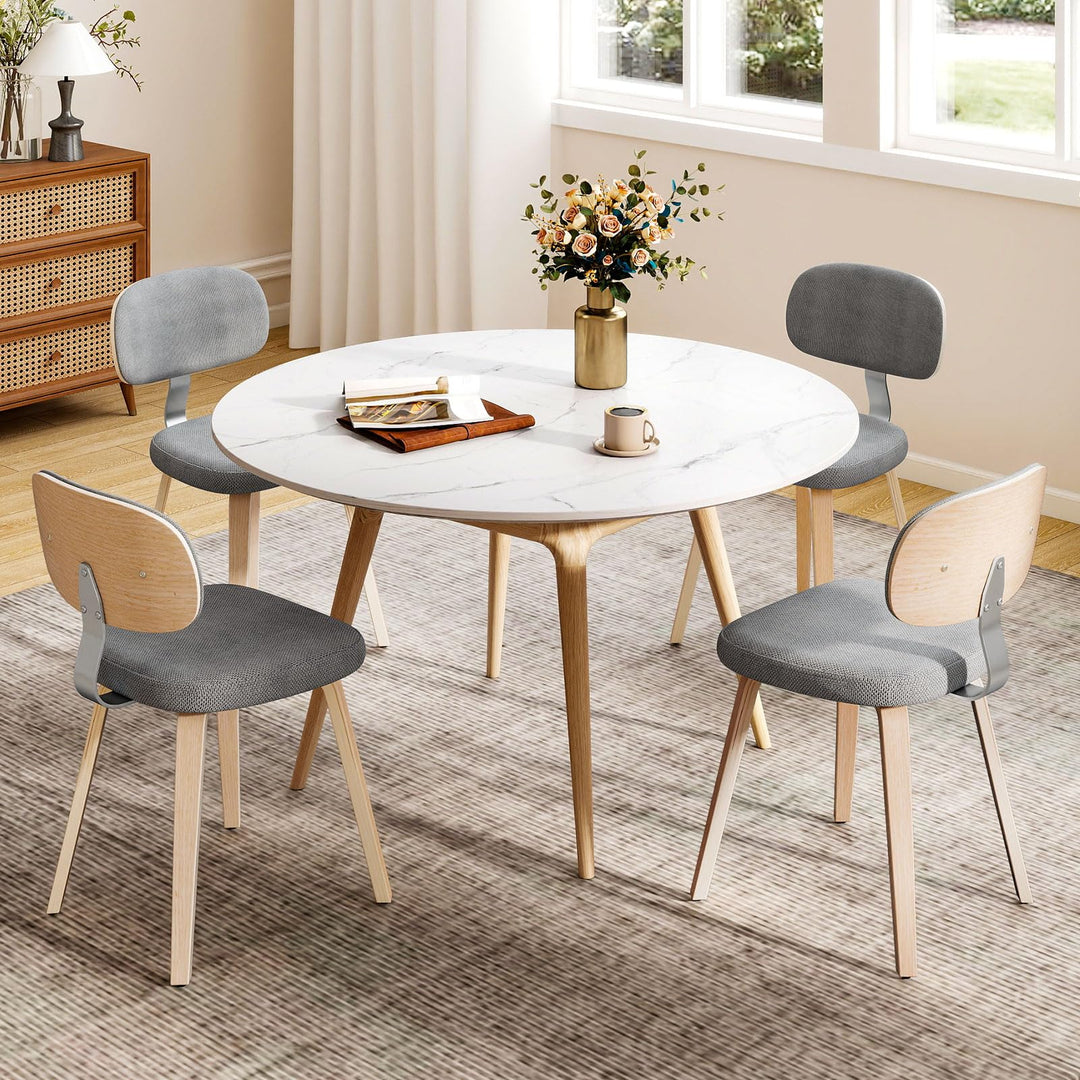 Giantex Wooden Dining Chairs Set of 2/4 Fabric Upholstered Kitchen Chairs