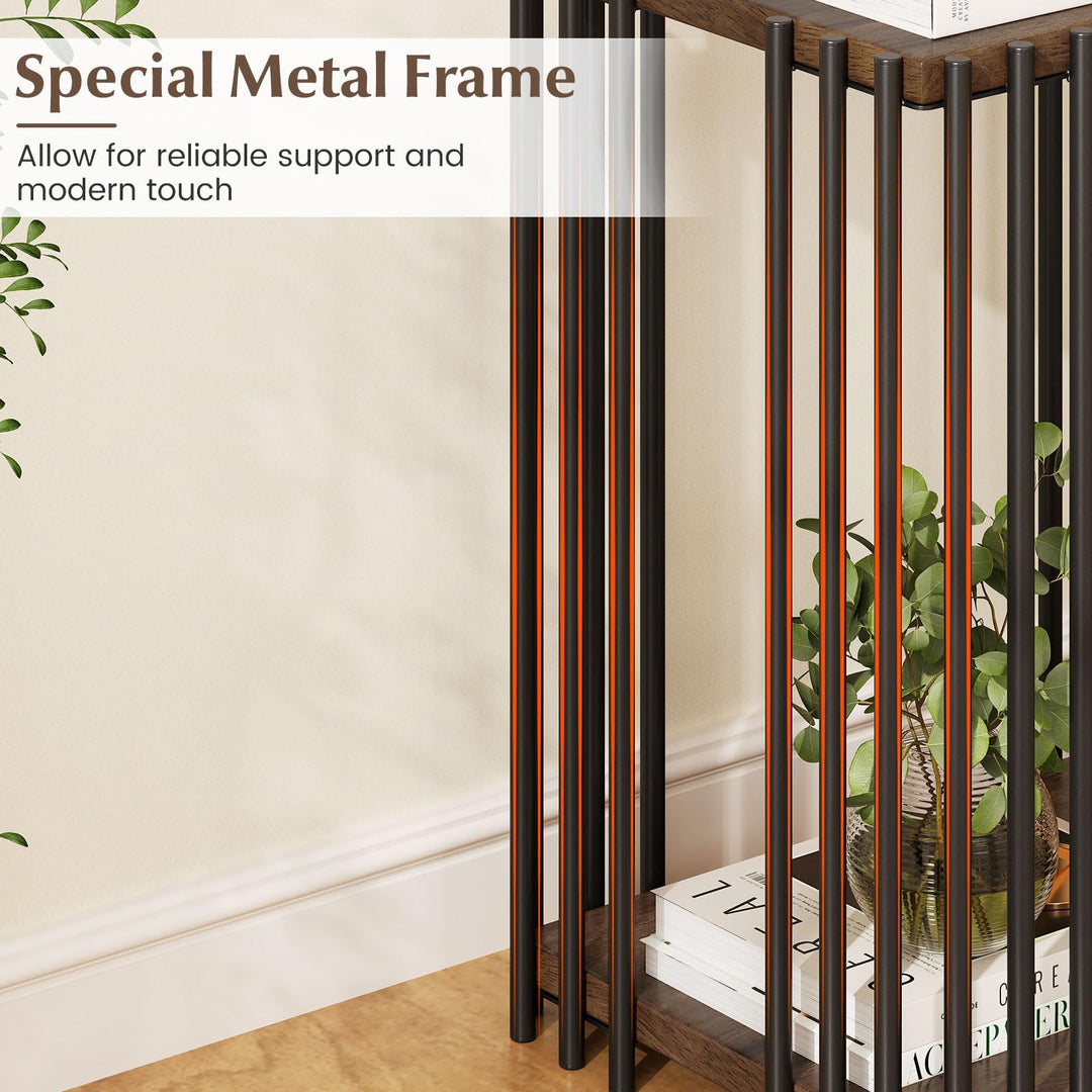 Giantex 2-Tier Wood Side Table - Narrow Sofa Couch End Table (1/2)