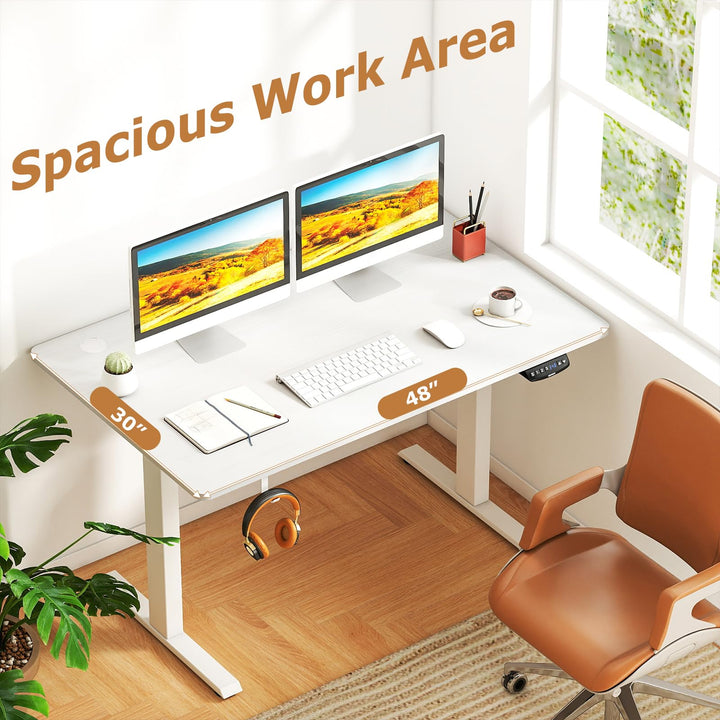 Giantex Electric Dual Motor Standing Desk | 48" x 30" Height Adjustable Sit Stand Computer Workstation w/3 Memory Height