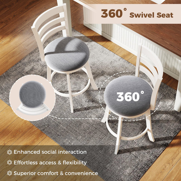 Giantex 25" Counter Height Stools Set of 2/4 with Fabric Upholstered Seat