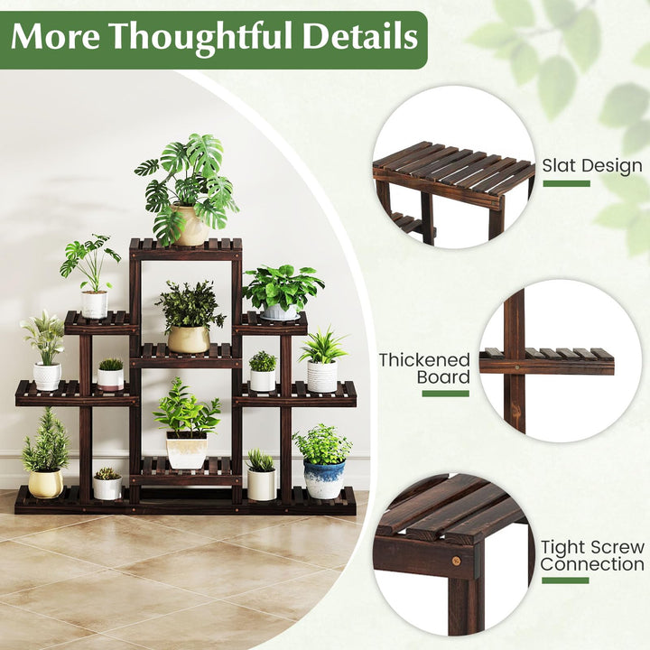 Giantex Plant Stand Indoor & Outdoor 6 Tier Wood Flower Pot Stand for Multiple Plants