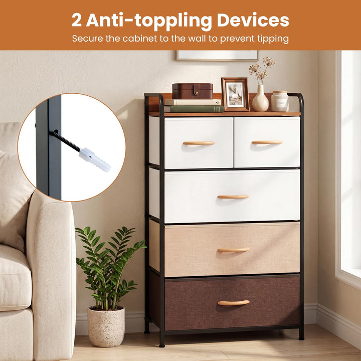 Giantex 5-Drawer Fabric Dresser with Removable Fabric Bins