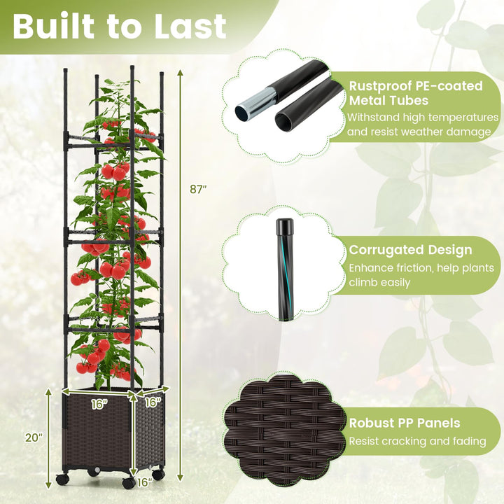 Giantex Raised Garden Bed Planter Box with Trellis