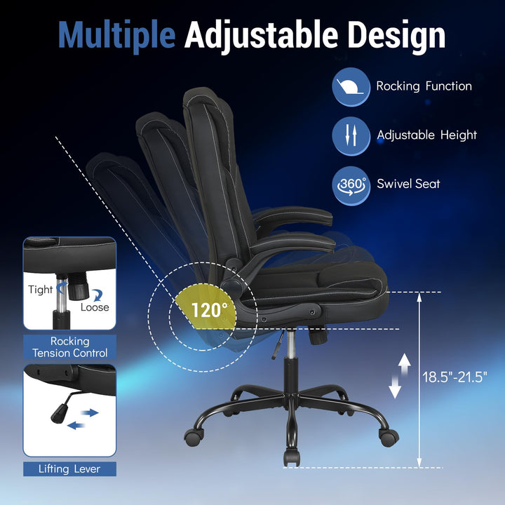 Giantex Leather Ergonomic Computer Desk Chair with Rocking Function &amp; Adjustable Height