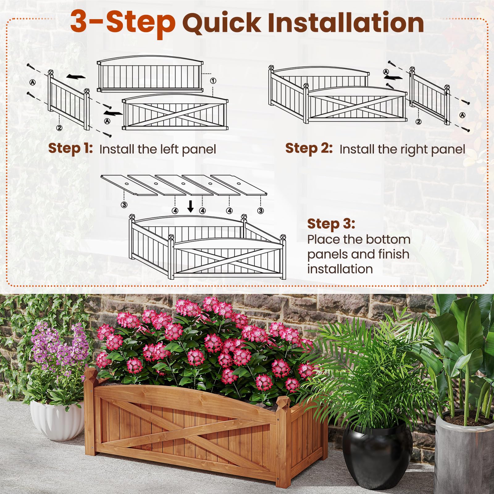 Giantex Rectangular Garden Bed for Vegetables Flower Herb Fruit