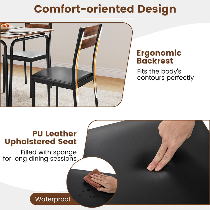 Giantex 5-Piece Dining Table Set Industrial Rectangular Kitchen Table and 4 Armless Chairs