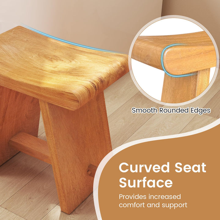 Giantex Teak Shower Bench Stool for Bathroom Fully Assembled Wooden Bath Seat 19.5''L x 12''W x 18''H