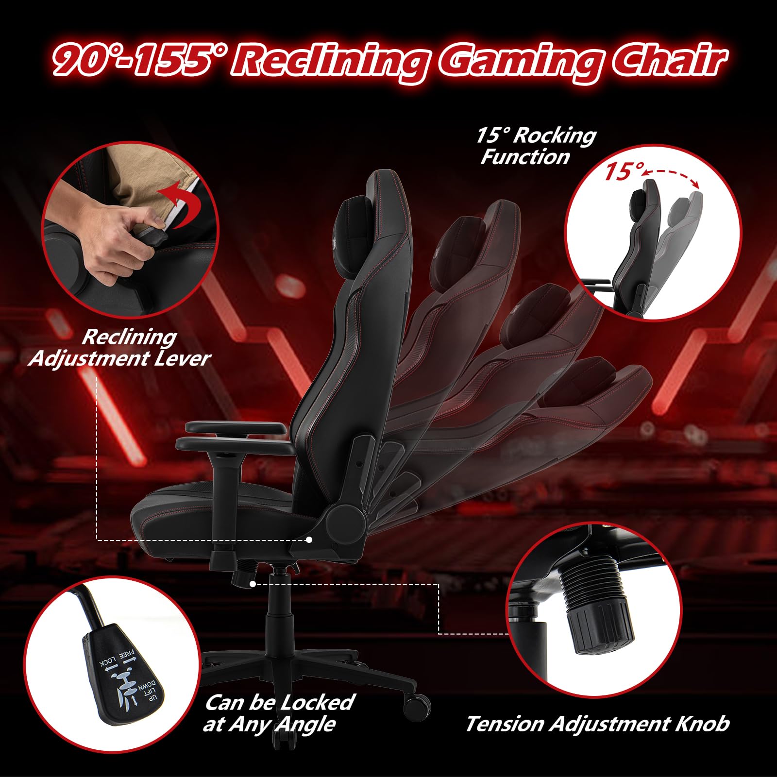 Giantex Gaming Chair Video Game Chair with Magnetic Headrest & Lumbar Support