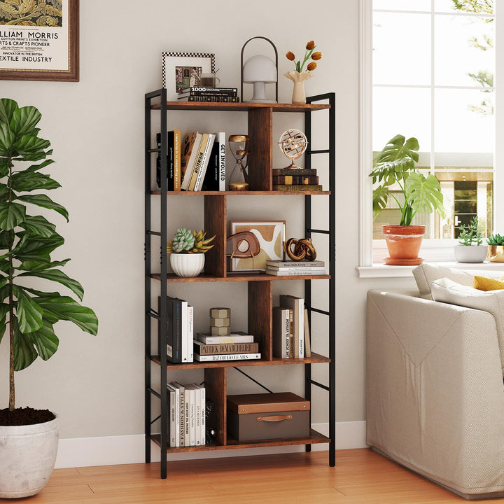 Giantex 5-Tier Tall Bookshelf 61" Industrial Bookcase w/Metal Frame
