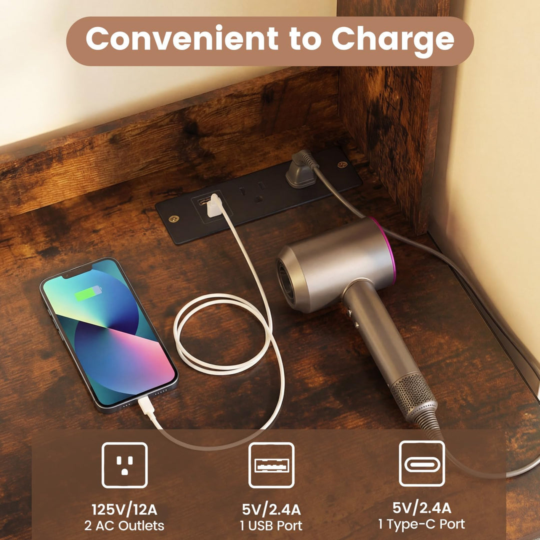 CHARMAID 67'' Tall Vanity Desk with LED Mirror