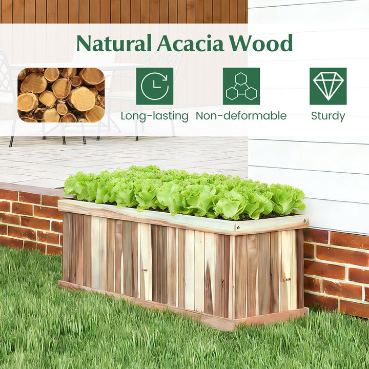 Giantex Rectangular Acacia Wood Raised Garden Bed w/Drainage Gaps