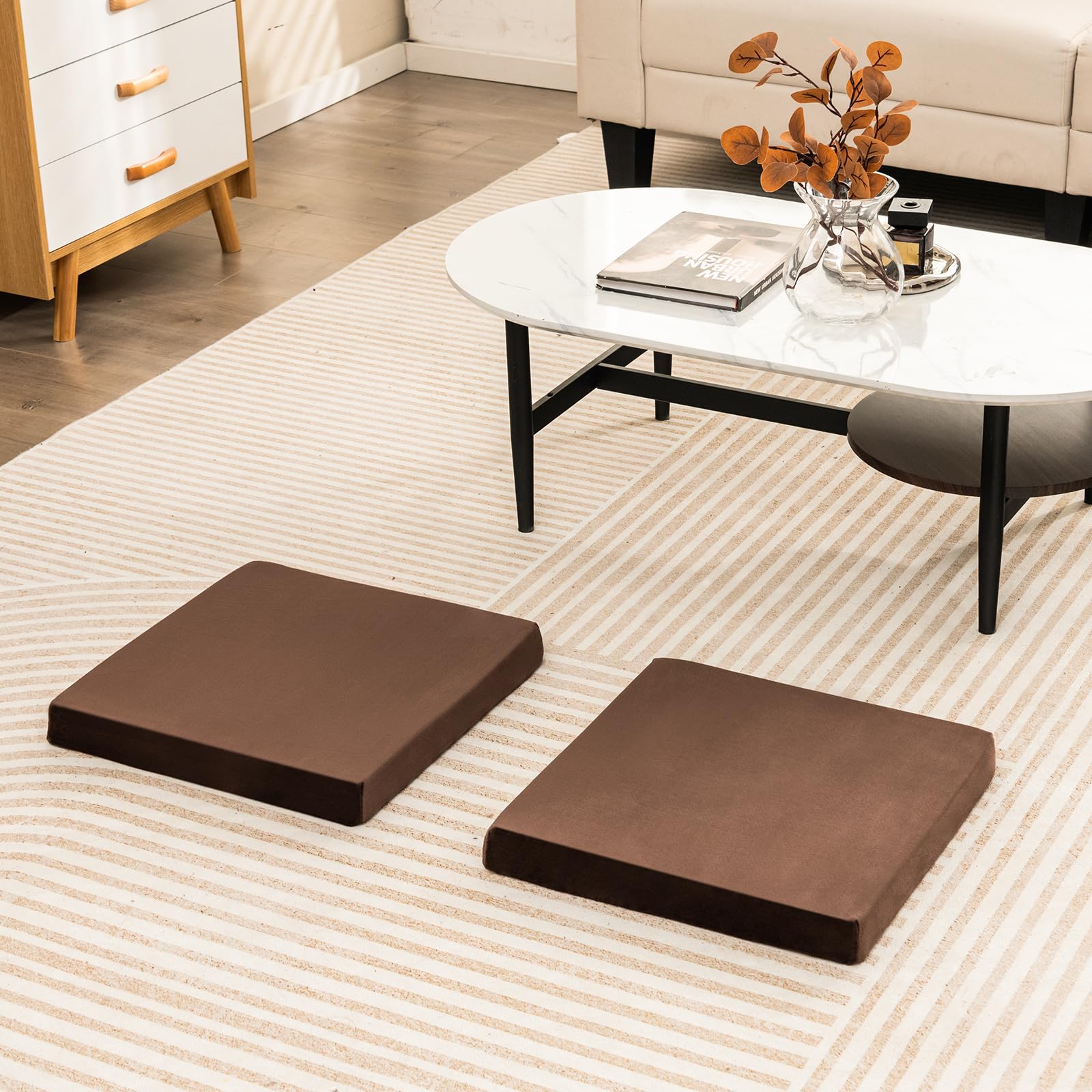 Giantex 10 Pack Gel Memory Foam Chair Cushions, 18" x 18" x 2" Square Floor Seat Cushions
