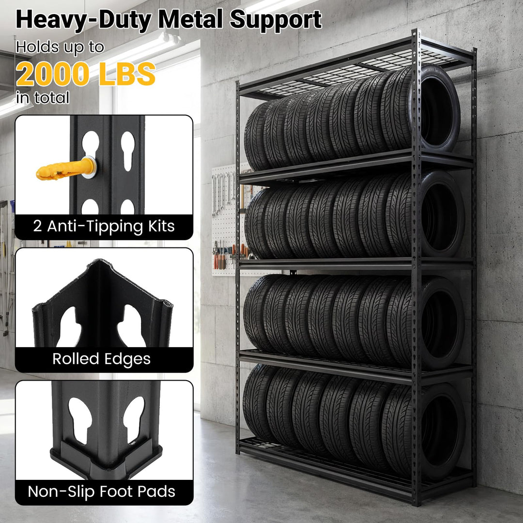 Giantex 5-Tier Metal Storage Shelves(1/2/3/4,48" L x 24" W x 72" H)