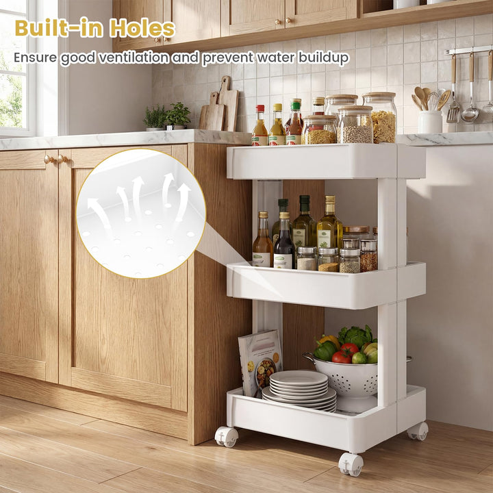Giantex 3-Tier Rolling Storage Cart w/Shelving Unit for Kitchen