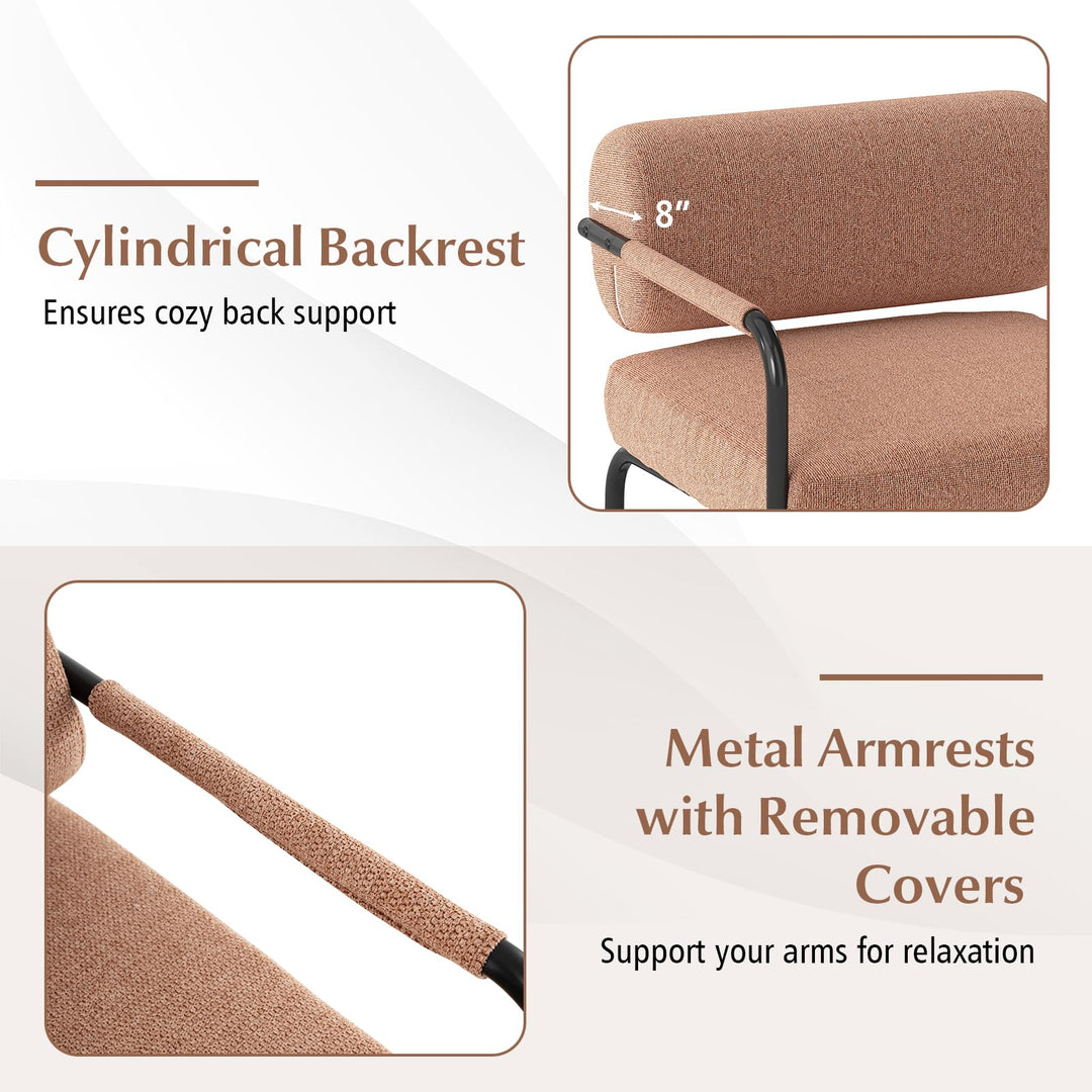Giantex Velvet Upholstered Living Room Chair with Thickened Backrest & Metal Armrests