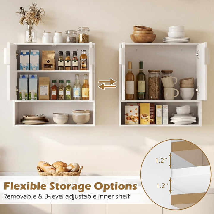 Giantex Fluted Bathroom Wall Cabinet | Over-the-Toilet Medicine Cabinet w/ 2 Doors