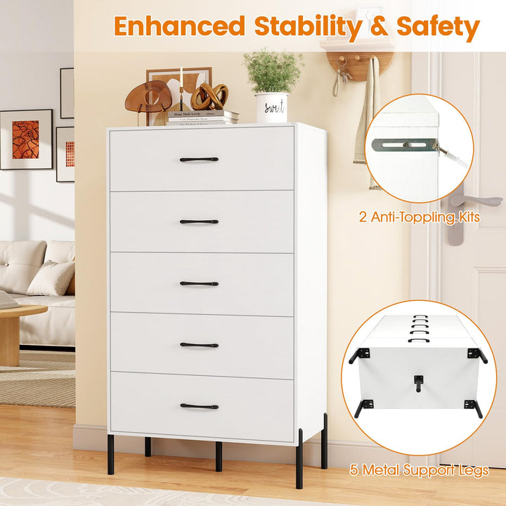 Giantex 5-Drawer Modern Tall Storage Organizer with Metal Legs & Handles