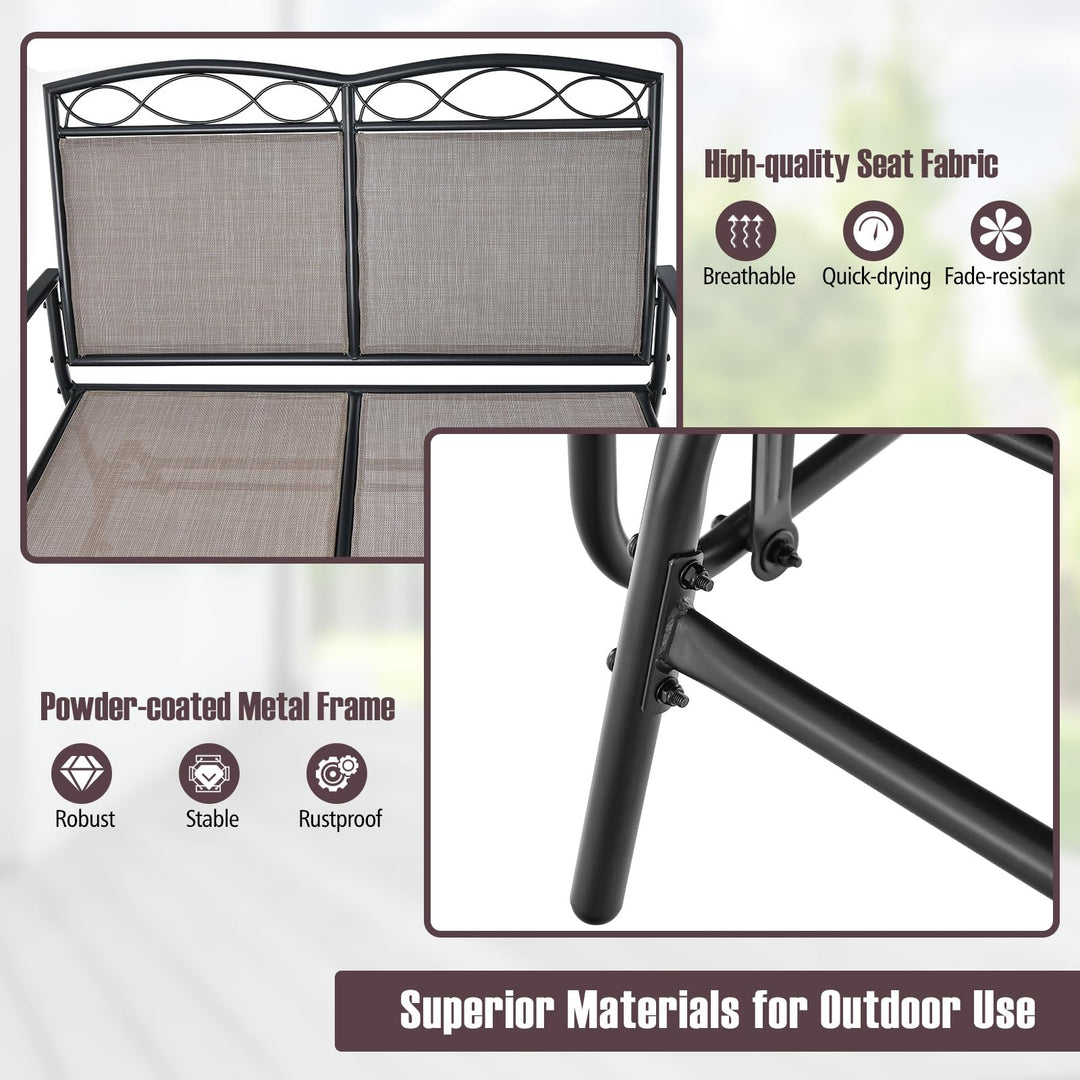 Giantex 4 or 2 PCS Outdoor Glider Chairs Set - Patio Furniture Set with Tempered Glass Table (4 PCS, Brown)