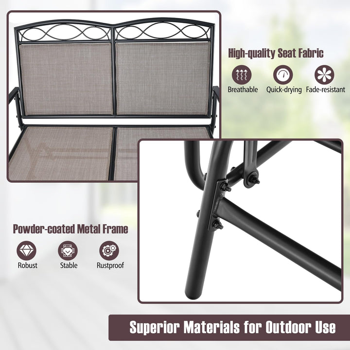 Giantex 4 or 2 PCS Outdoor Glider Chairs Set - Patio Furniture Set with Tempered Glass Table (4 PCS, Brown)