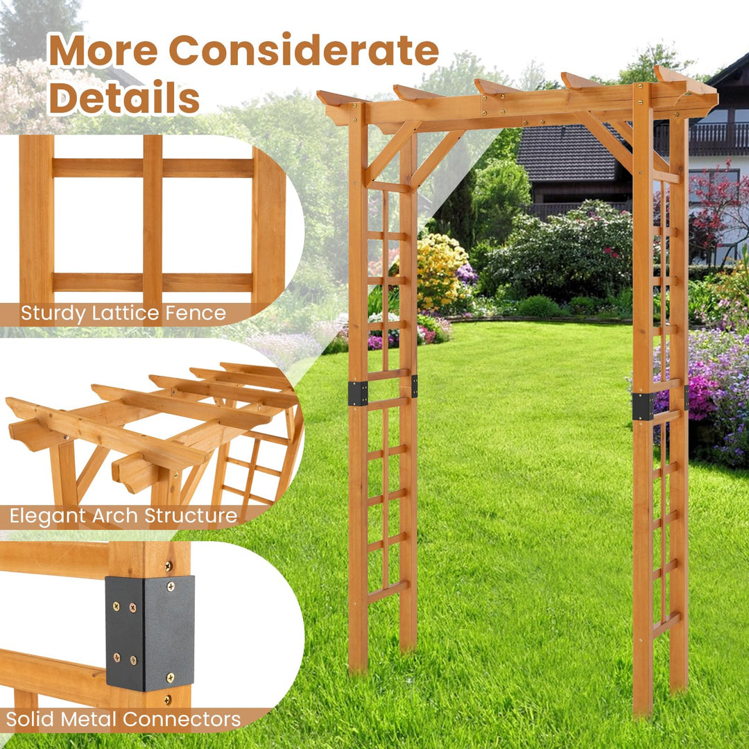 Giantex 7FT Wood Garden Arbor Trellis for Ceremony Party