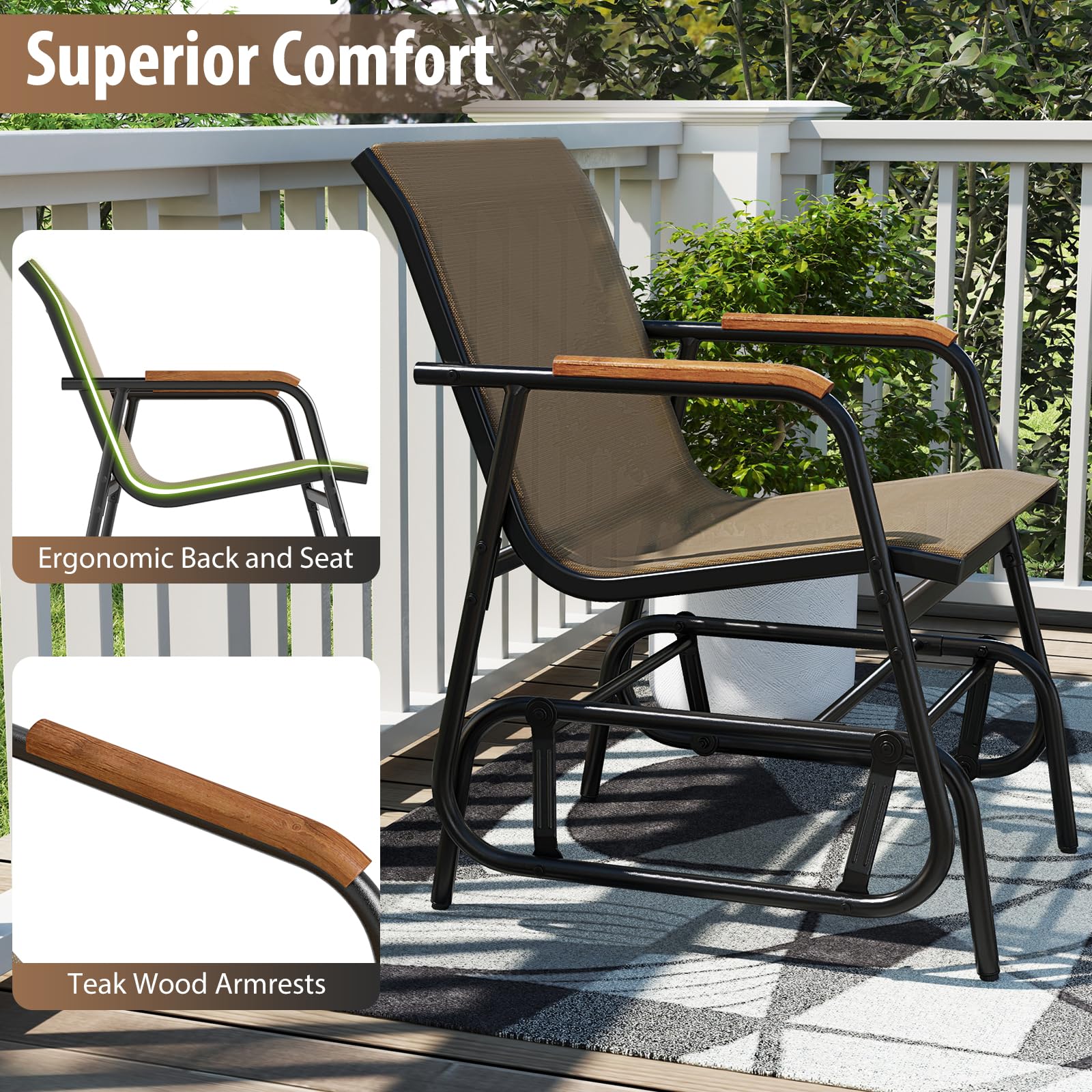 Giantex 3-Piece Outdoor Glider Set