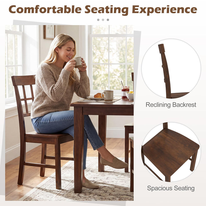 Giantex Armless Wooden Dining Chairs Set of 2/4 with Solid Rubber Wood Frame