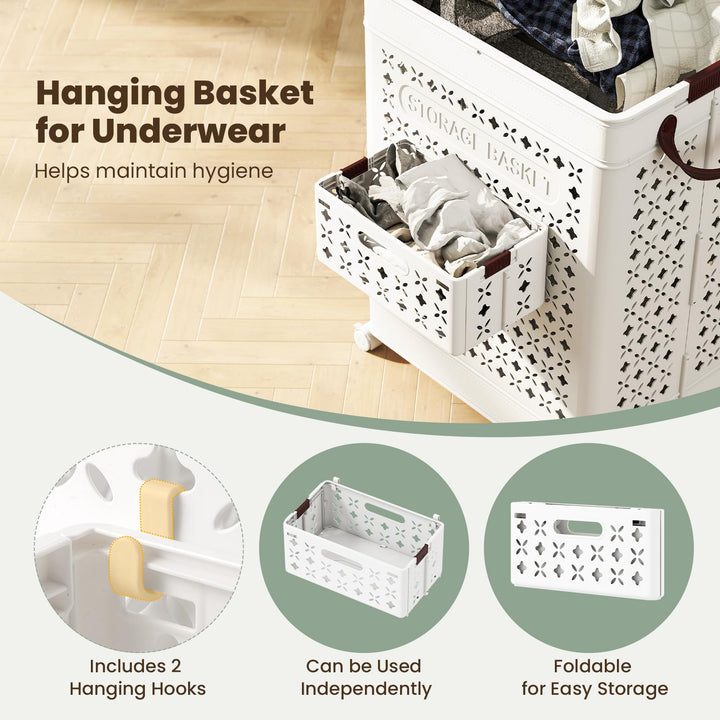 Giantex 75L Collapsible Laundry Basket with Wheels