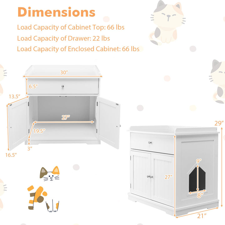 Giantex Cat Litter Box Enclosure - Cat Washroom Hidden Furniture with Large Drawer