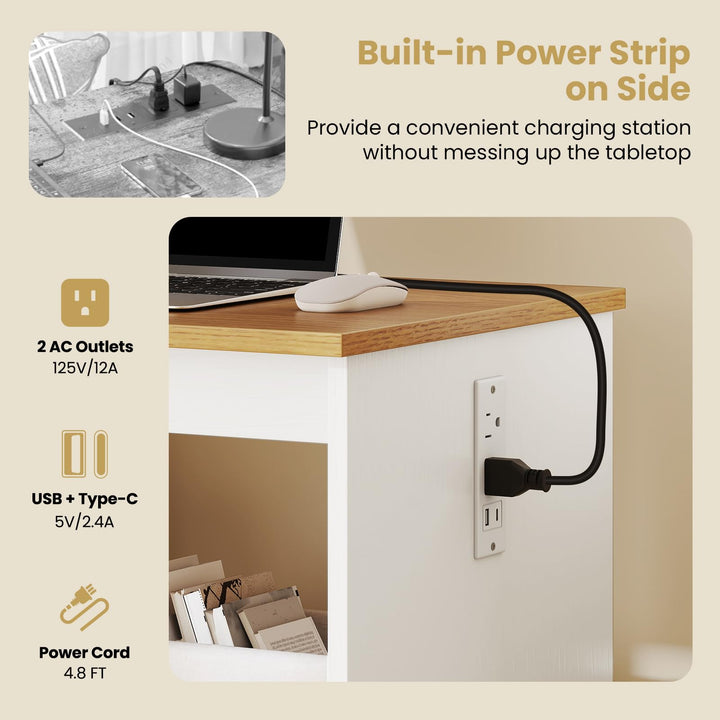 Giantex Folding Sewing Table with Charging Station