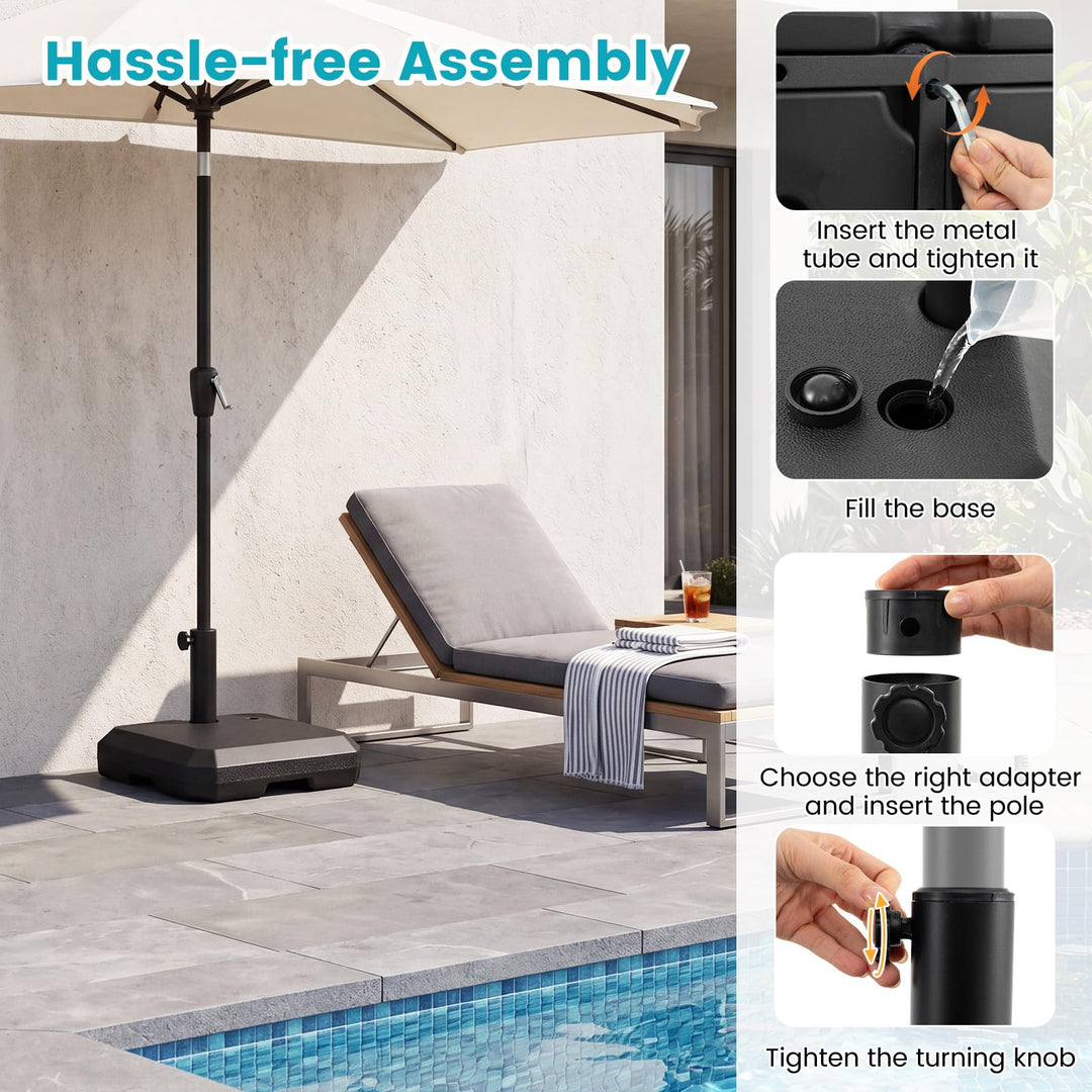 Giantex Half Patio Umbrella Base | 49 lbs Fillable Weighted Half Umbrella Stand