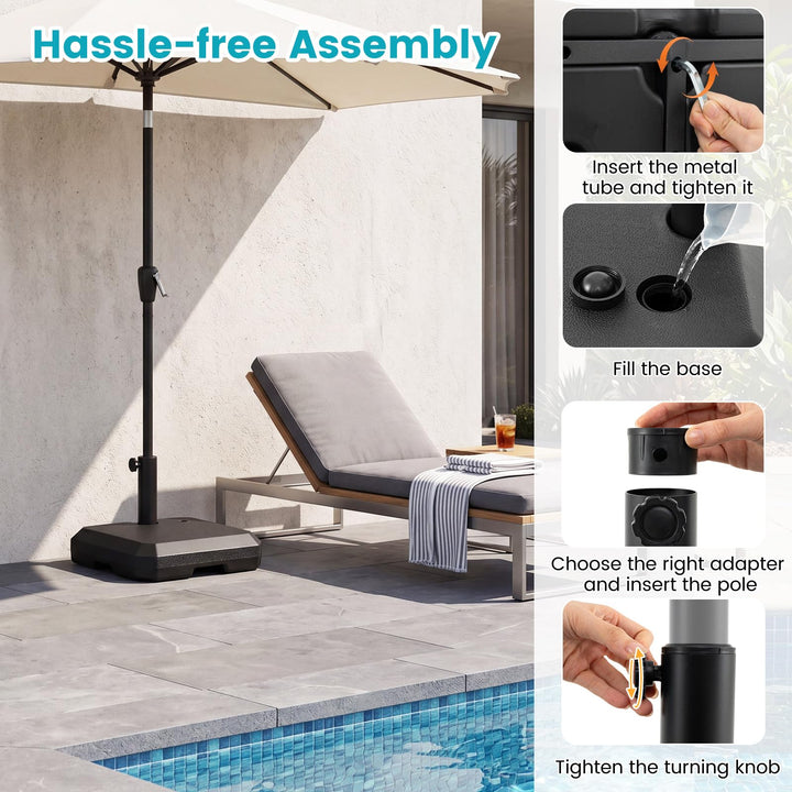 Giantex Half Patio Umbrella Base | 49 lbs Fillable Weighted Half Umbrella Stand