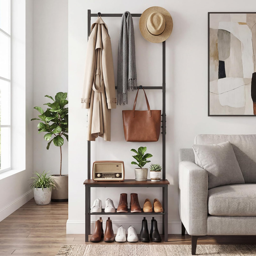 Giantex 3 in 1 Hall Tree with Bench and Shoe Storage