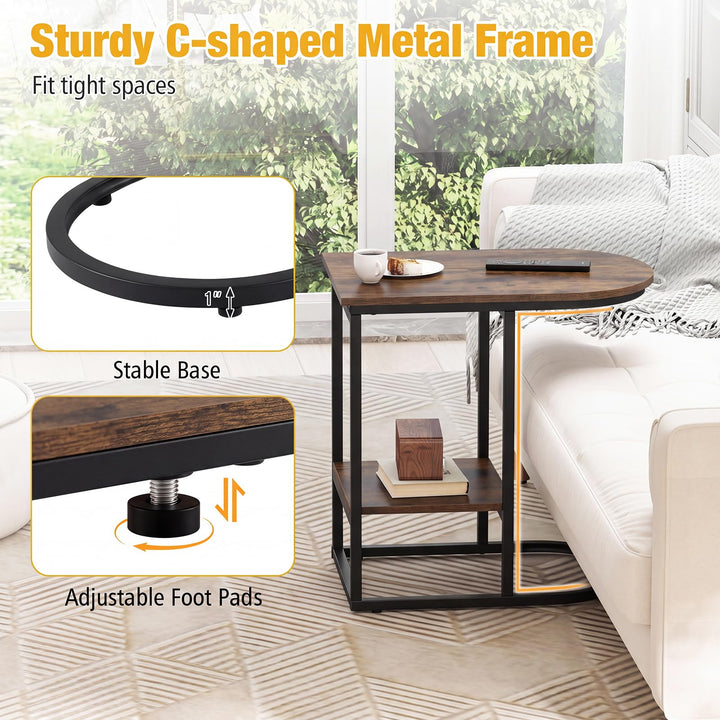 Giantex C Shaped End Table with Industrial Wood Tabletop (1/2)
